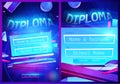 Diploma template with cartoon computer screen Royalty Free Stock Photo