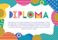 DIPLOMA. Trendy geometric font in memphis style of 80s-90s.