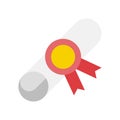 Diploma vector, Back to school filat style icon Royalty Free Stock Photo