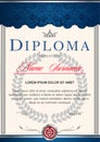 The diploma is vertical in the style of vintage, rococo, baroque.blue and silver colors Royalty Free Stock Photo