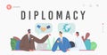 Diplomacy Landing Page Template. Business Partners Agreement. Multiracial Characters Partnership, Meeting for Project Royalty Free Stock Photo