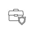 diplomat and shield line icon. Element of insurance sign for mobile concept and web apps. Thin line diplomat and shield icon can