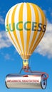 Diplomatic negotiations and success - shown as word Diplomatic negotiations and a balloon as a symbol of Diplomatic negotiations