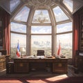 Diplomatic Study with City Skyline View