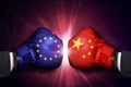 Trade conflict Concept between China and European Union