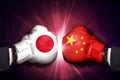 Trade conflict Concept between China and japan