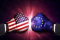 Trade conflict Concept between European Union and USA