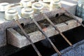 Dippers placed at a Shinto hand washing station