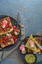 Dips and spreads with fresh vegetable ingredients Royalty Free Stock Photo