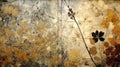 A diptych of abstract autumn background in vintage style. Chemigram and photogram image