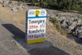 Dir, KPK, Pakistan - June, 11, 2022: Concrete signpost at roadside to give distances information