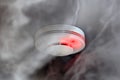 Dire alarm smoke detector with red LED indicator on ceiling Royalty Free Stock Photo