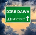 DIRE DAWA road sign against clear blue sky Royalty Free Stock Photo