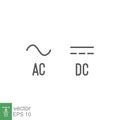 Direct and Alternating Current DC and AC Symbol Sign icon