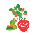 Locally grown concept. Direct from farm. Editable vector illustration