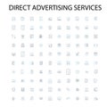 direct mail advertising services icons, signs, outline symbols, concept linear illustration line collection Royalty Free Stock Photo