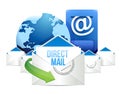 Direct mail Blue Mailbox with Mails global Royalty Free Stock Photo