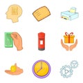 Direct mailing icons set, cartoon style