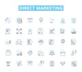 Direct marketing linear icons set. Targeted, Personalized, Mail, Ads, Database, Promotions, Sales line vector and