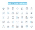 Direct marketing linear icons set. Targeted, Personalized, Mail, Ads, Database, Promotions, Sales line vector and