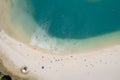 Direct overhead view of Ala Moana Beach near Magic Island in Honolulu, Hawaii