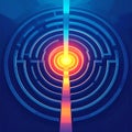 Direct Path to the Glowing Center of a Maze Royalty Free Stock Photo