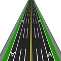 Direct road highway with markup. Dedicated lanes for public transport illustration