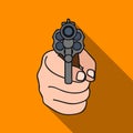 Directed gun icon in flat style isolated on white background. Crime symbol stock vector illustration.