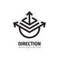 Direction arrow concept logo design. Development business Progress communication symbol. Vector illustration Royalty Free Stock Photo