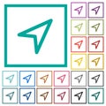 Direction arrow flat color icons with quadrant frames