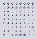 Direction arrows. Infographic web buttons signs and icons vector arrows collection isolated Royalty Free Stock Photo