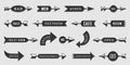 Direction arrows. Navigation guide route pointers recent vector arrow signs with text Royalty Free Stock Photo