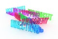 Direction, business conceptual colorful 3D rendered words. Positive, communication, title & artwork.