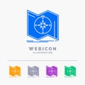 Direction, explore, map, navigate, navigation 5 Color Glyph Web Icon Template isolated on white. Vector illustration