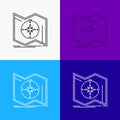 Direction, explore, map, navigate, navigation Icon Over Various Background. Line style design, designed for web and app. Eps 10 Royalty Free Stock Photo