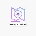 Direction, explore, map, navigate, navigation Purple Business Logo Template. Place for Tagline