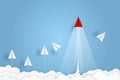 Paper plane go to success goal vector business financial concept start up, leadership, creative idea symbol paper art style with c Royalty Free Stock Photo