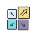 Color illustration icon for Direction, flank and decision