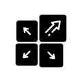 Black solid icon for Direction, flank and arrow