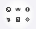 Direction, Idea and Unknown file icons. Laureate award, Dollar target and International globe signs.