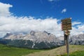 Direction indicator arrow on mountain pass Royalty Free Stock Photo