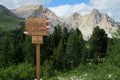 Direction indicator arrow on mountain pass Royalty Free Stock Photo