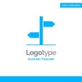 Direction, Logistic, Board, Sign Blue Solid Logo Template. Place for Tagline Royalty Free Stock Photo
