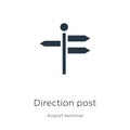 Direction post icon vector. Trendy flat direction post icon from airport terminal collection isolated on white background. Vector