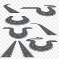 Direction road, curve road, highway road, road transportation illustration. Vector