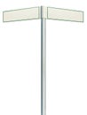 Direction road signs, two empty blank signpost signages, isolated directional roadside guidepost pointer white copy space, green Royalty Free Stock Photo