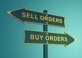 Direction of sale and purchase direction. Buy orders. Sell order