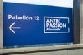 Direction sign for Antik Passion Almoneda 2023 fair at IFEMA Madrid, Spain