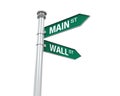 Direction Sign of Main Street and Wall Street Royalty Free Stock Photo