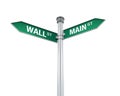 Direction Sign of Main Street and Wall Street Royalty Free Stock Photo